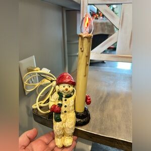 Vtg Sitting Snowman Candle Nostalgia Collection On/Off Switch Shelf Sitter